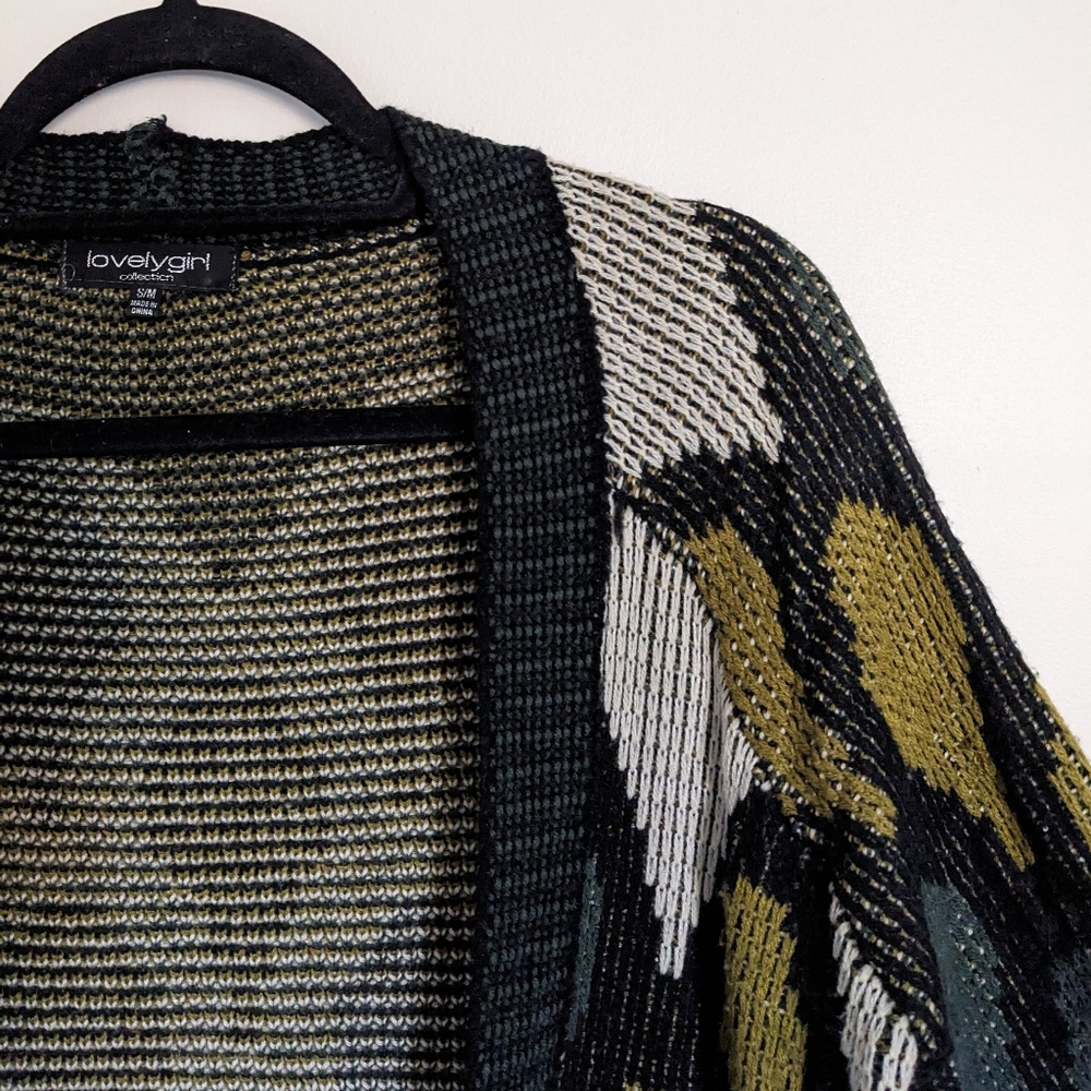 Patterned Open-Front Cardigan Sweater - Picture 2 of 6